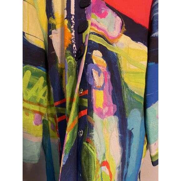 Claire Desjardins Shirt Womens Medium Multicolor Abstract Button Front Tunic - Picture 2 of 9